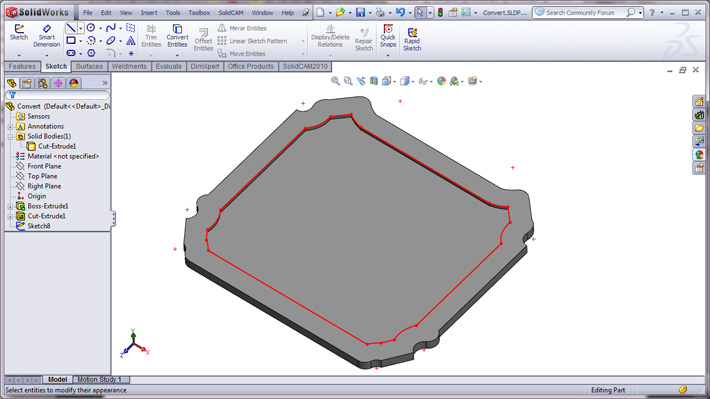 solidworks สร้างเส้นขอบด้านใน