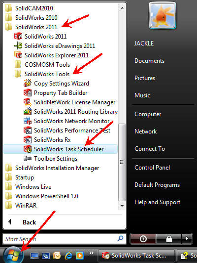 การเรียกใช้งาน SolidWorks Task Scheduler