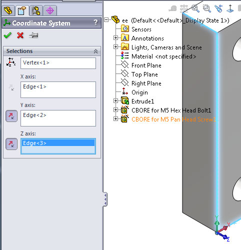 การสร้าง coordinate system