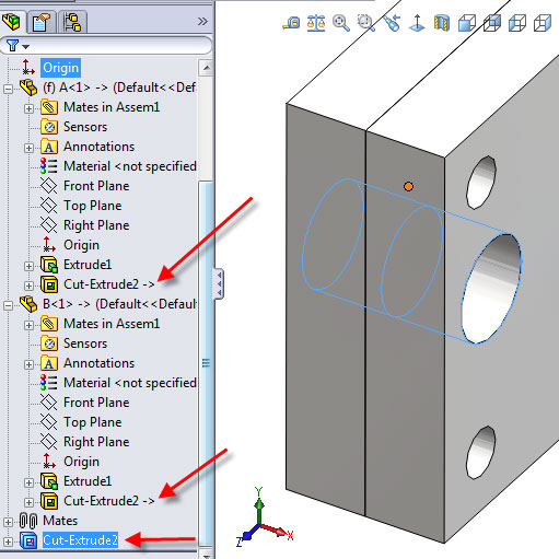 การเจาะชิ้นงานบน Assembly