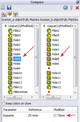 การตรวจเช็คความต่างของชิ้นงานโดยใช้ SolidWorks Utilities