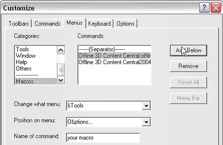 SolidWorks Create Menu Bar For Macro