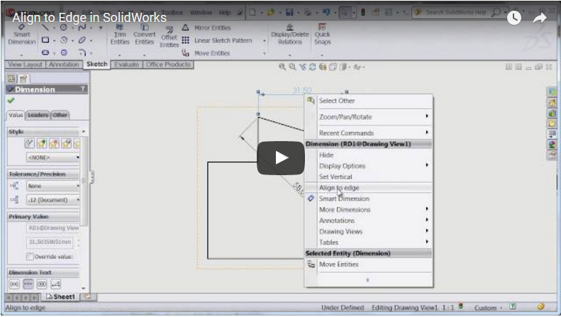 Align to Edge in SolidWorks