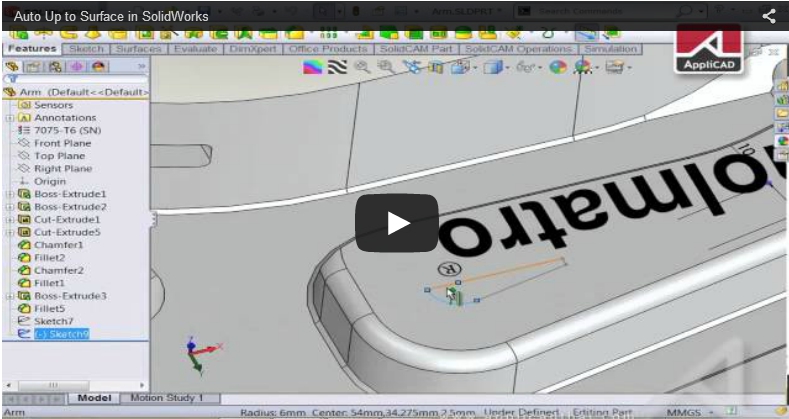 Auto Up to Surface in SolidWorks