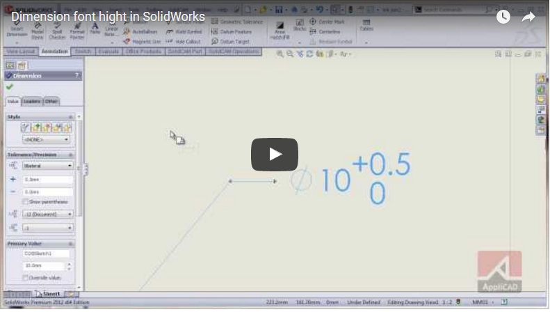 Dimension font hight in SolidWorks