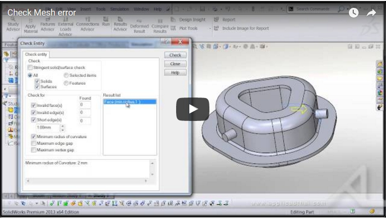 Check Mesh error in SolidWorks