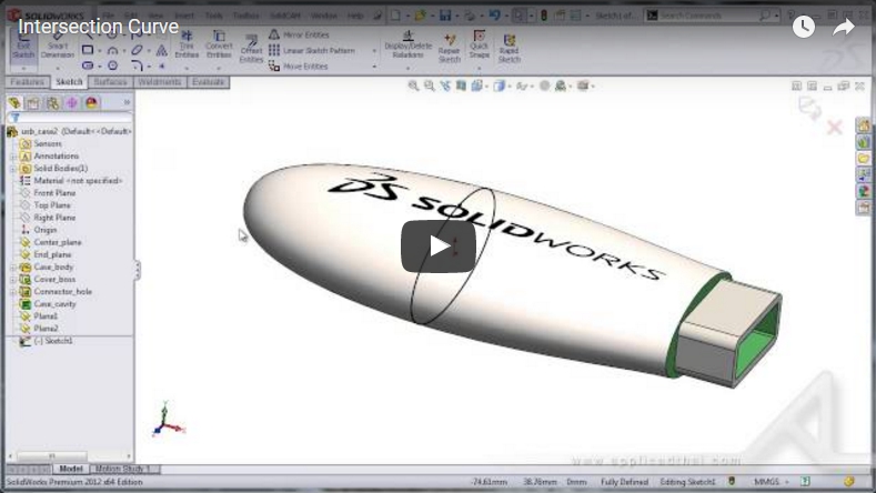 การสร้างเส้นจากผิวโมเดลโดยใช้คำสั่ง Intersection Curve ใน SolidWorks