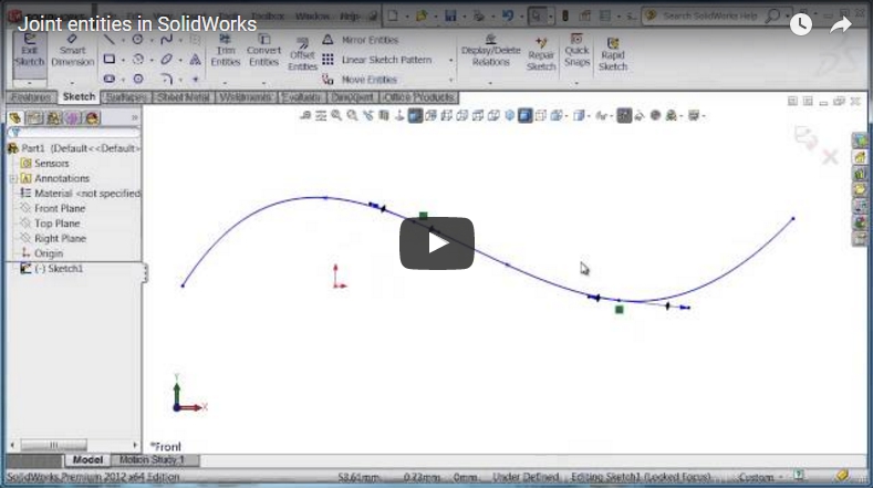 Joint entities in SolidWorks