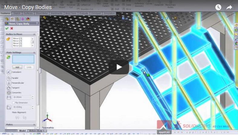 Move - Copy Bodies in SolidWorks