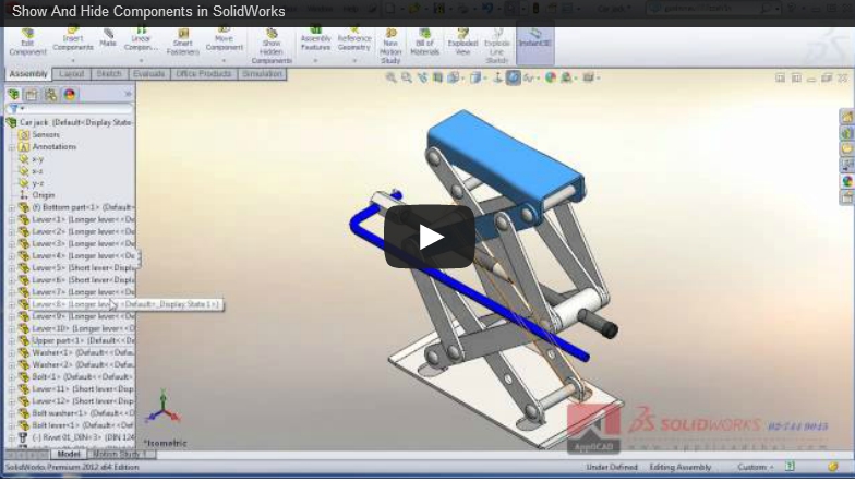 Show And Hide Components ใน SolidWorks