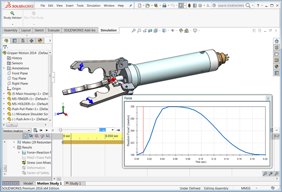 ออกแบบเครื่องจักรด้วย SolidWorks Motion Analysis