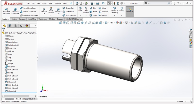 วิธีทําเกลียว SolidWorks ด้วยคำสั่ง Thread