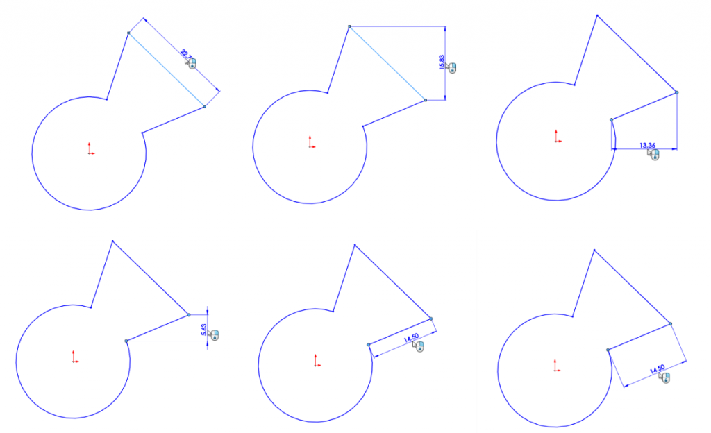 ขนาดของ Sketch ในโปรแกรม SolidWorks 