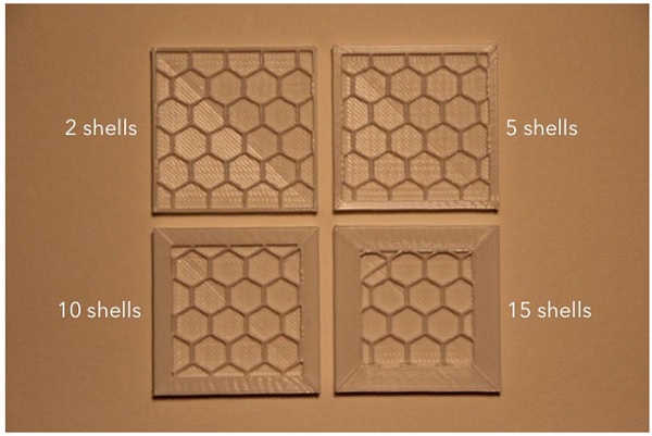 Shell หรือจำนวนชั้นที่ผิวนอกของชิ้นงาน ยิ่งมีจำนวนมากก็ยิ่งมีความแข็งแรง