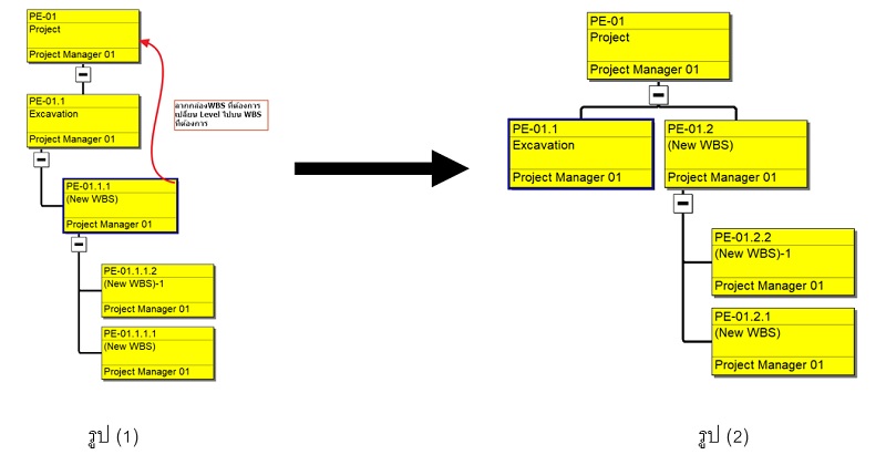 การสร้าง Work Breakdown Structure รูปแบบ Chart View ใน Primavera