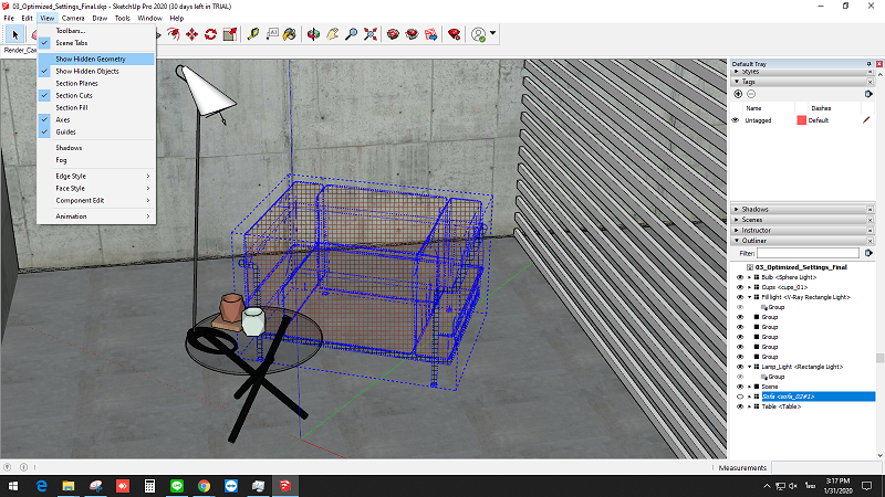 Sketchup-Hidden-Object How to Show hidden Objec