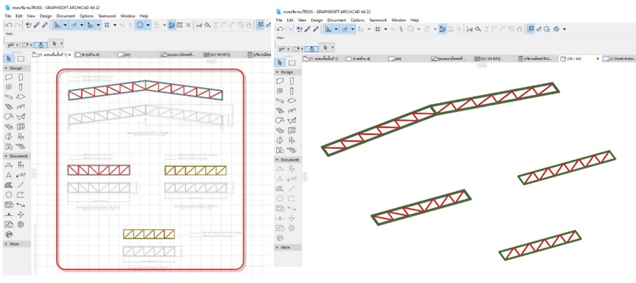 ถอดปริมาณ งานโครง TRUSS ถอด Bar cut แบบละเอียดด้วย ARCHICAD