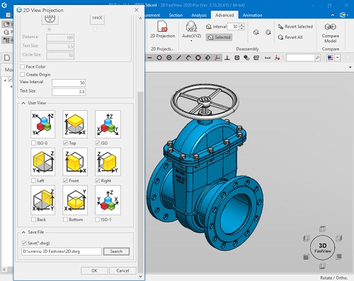 การแปลงไฟล์จาก 3D Model เป็น 2D CAD  