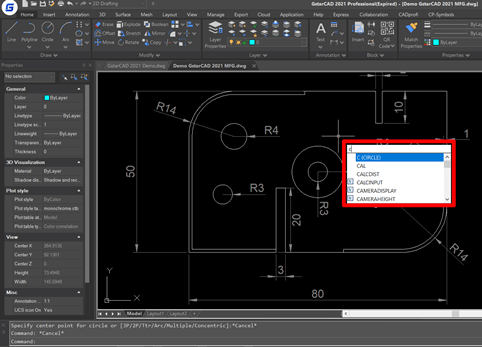 รูปแบบเมนู หน้าต่างคำสั่ง02 - ออโต้แคด AutoCAD