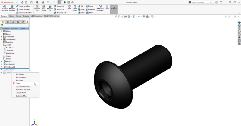 SOLIDWORKS_2025 Rollback ช่วยลบไอเทม